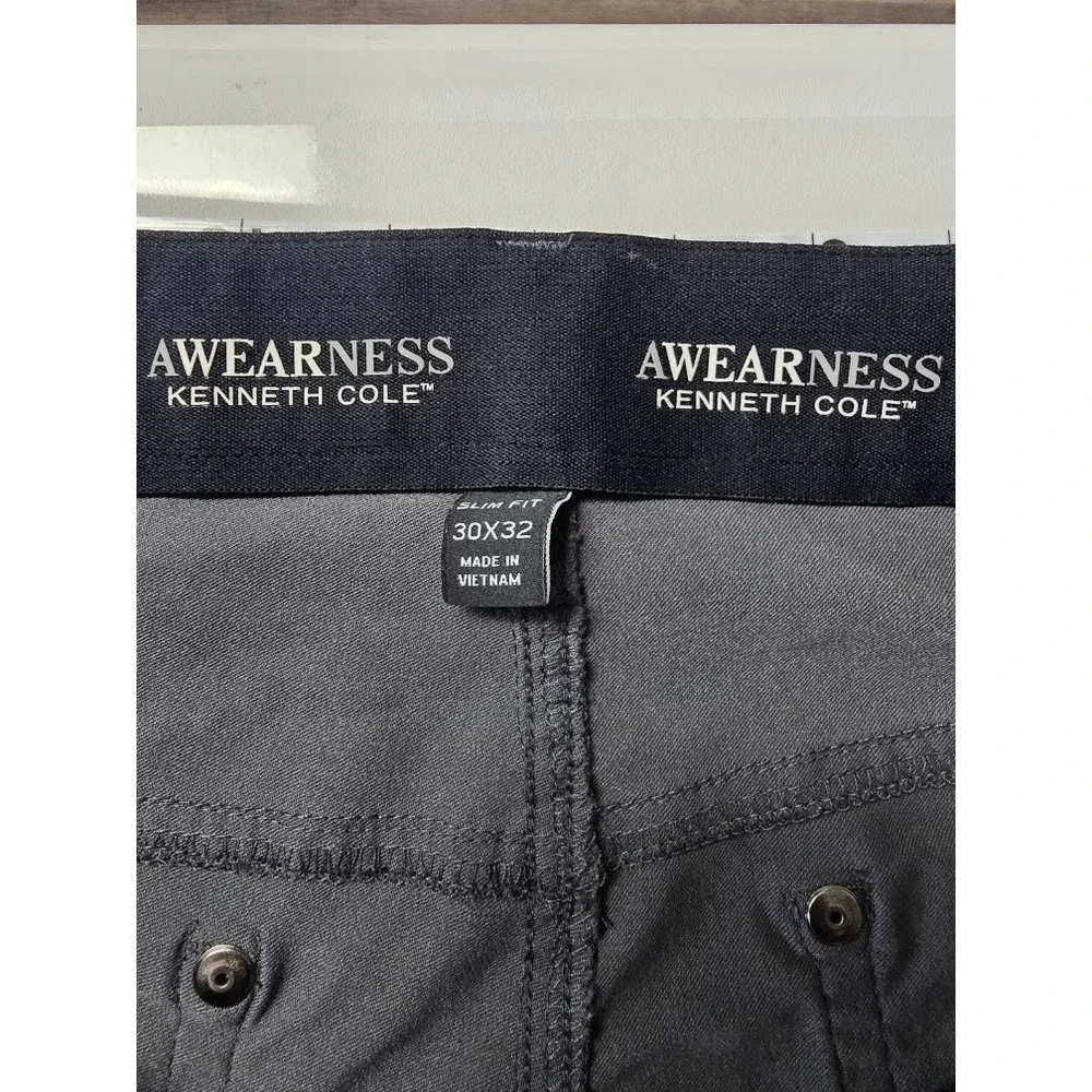 Awareness Kenneth Cole Men's Flex Relaxed Fit Gray Pants Casual Workwear 30x32